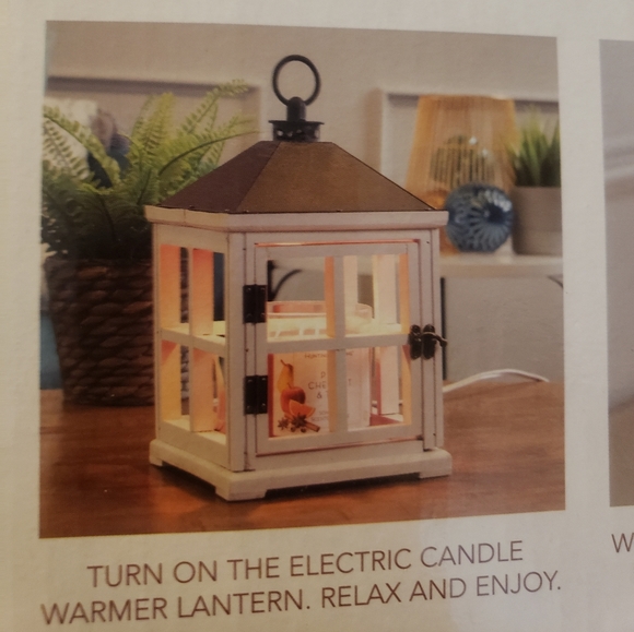 Accents New Huntington Home White Wooden Lantern Candle Warmer